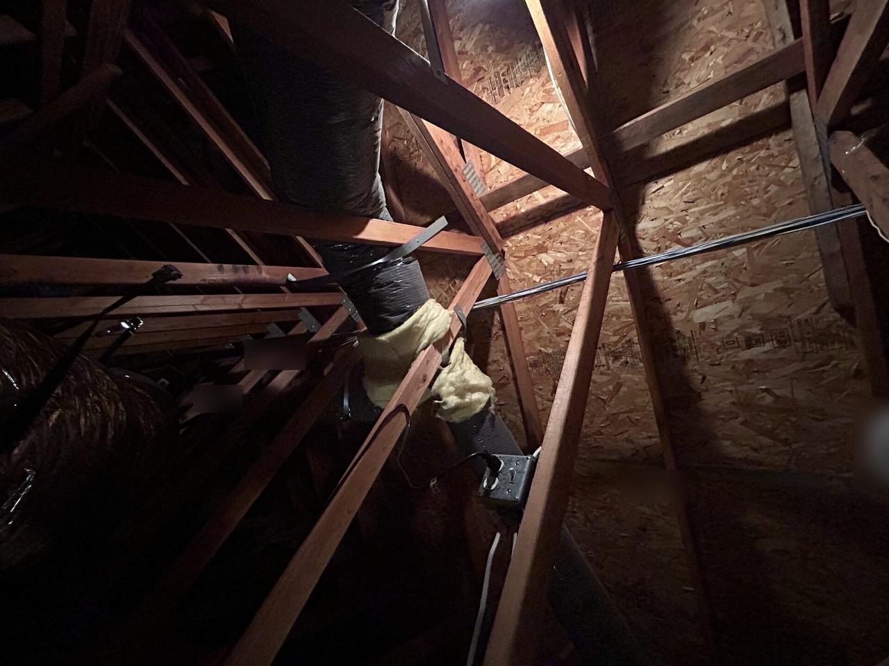 Service documentation showing attic security, network and low-voltage work