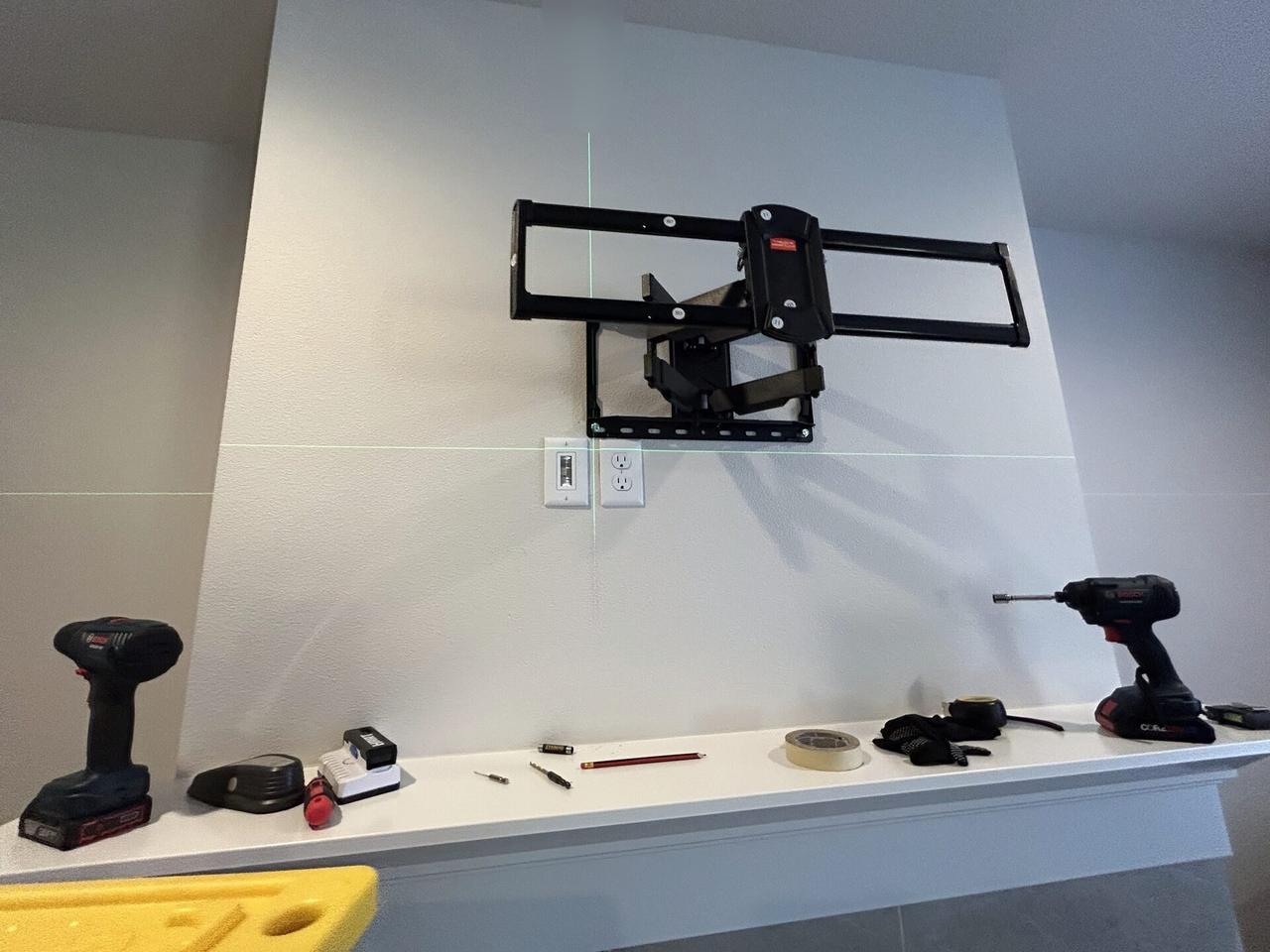 Home theater cabling and display service detail with private room details omitted documented for a smart technology service call