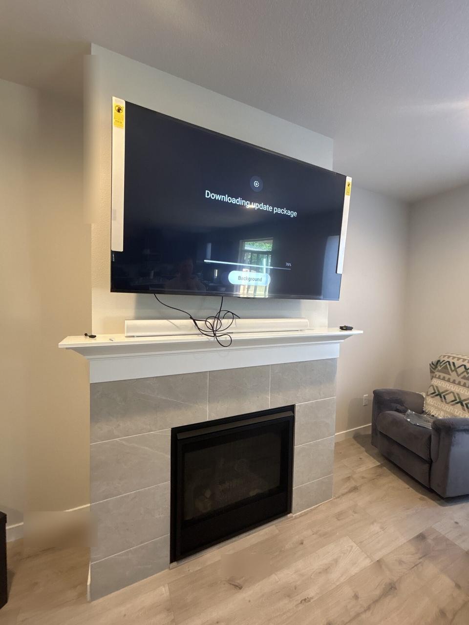 Alrty portfolio view of streaming device and television setup context near the mounting location