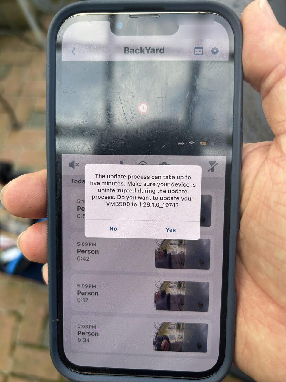 Alrty field photo with doorbell camera or entry device service detail at the entry or camera handoff point