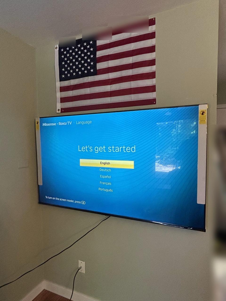 Streaming device and television setup context before final viewing checks documented for a smart technology service call